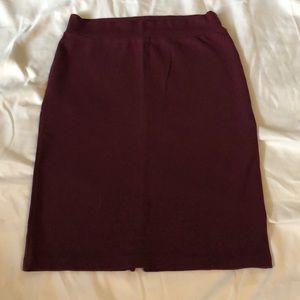 Maroon knit pencil skirt